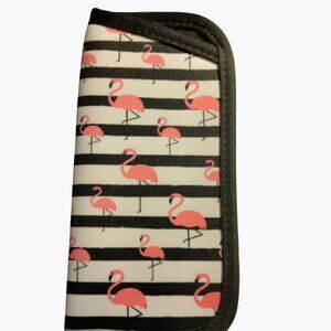 Flamingo Print Striped Neoprene Eyeglass Case Accessory Glass Pouch